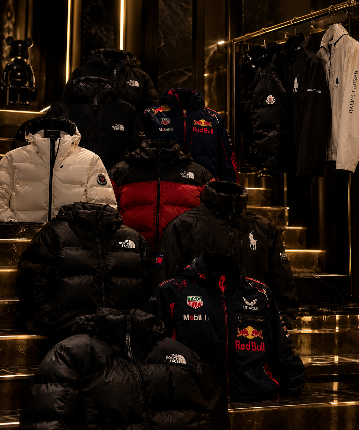 Gorros de NOIRÉ sobre una superficie oscura